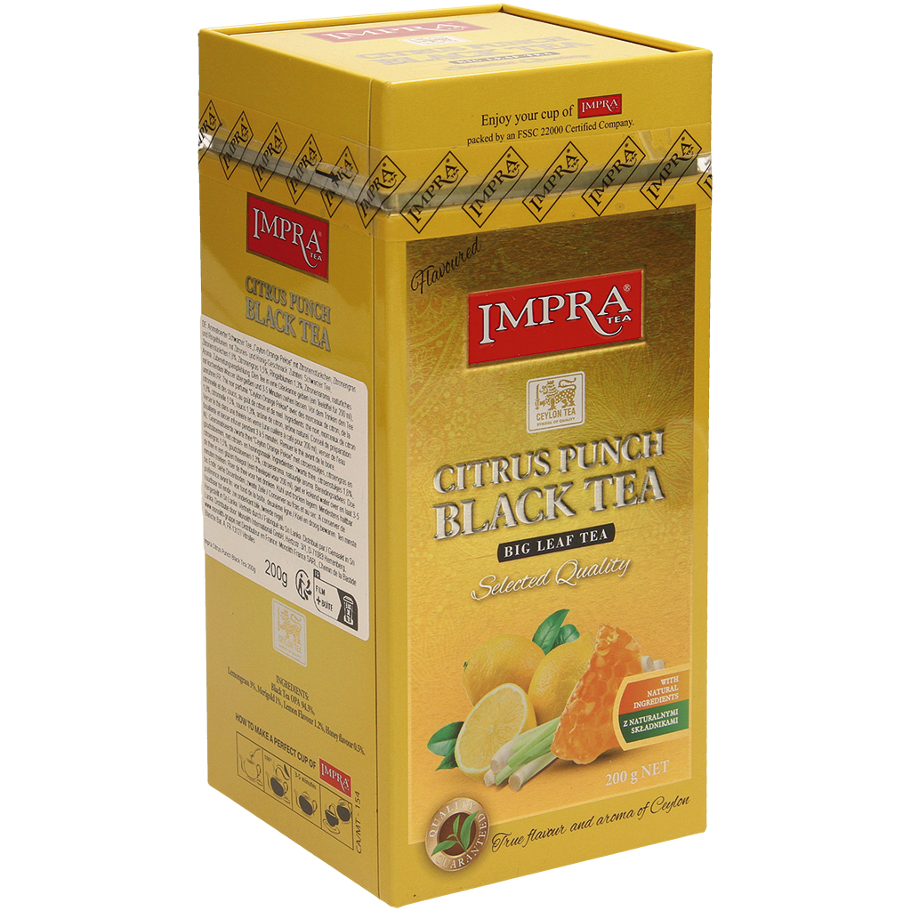 Citrus Punch Zwarte Thee - Geparfumeerde Zwarte Thee "Ceylon Orange Pekoe" met citroenstukjes, citroengras en goudsbloemen, met citroen- en honing-smaak