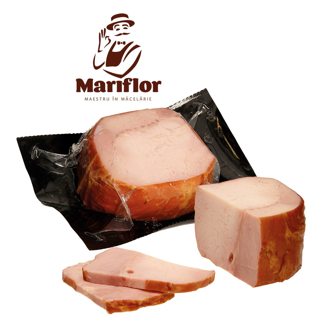 "Muschi file portionat" Varkensfilet, gezouten, gekookt en gerookt, met vleesaroma