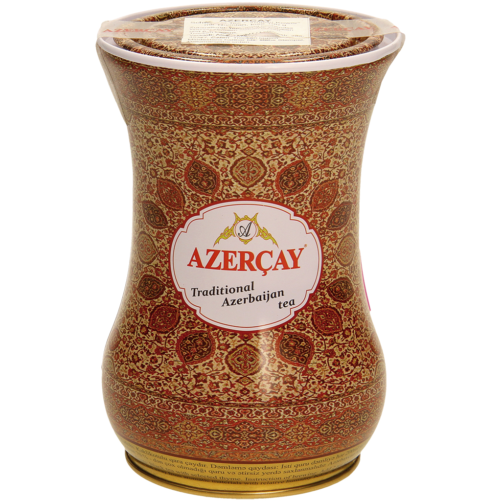 Azercay "Armudu Kowör" Geparfumeerde zwarte thee met tijm, in metalen beker