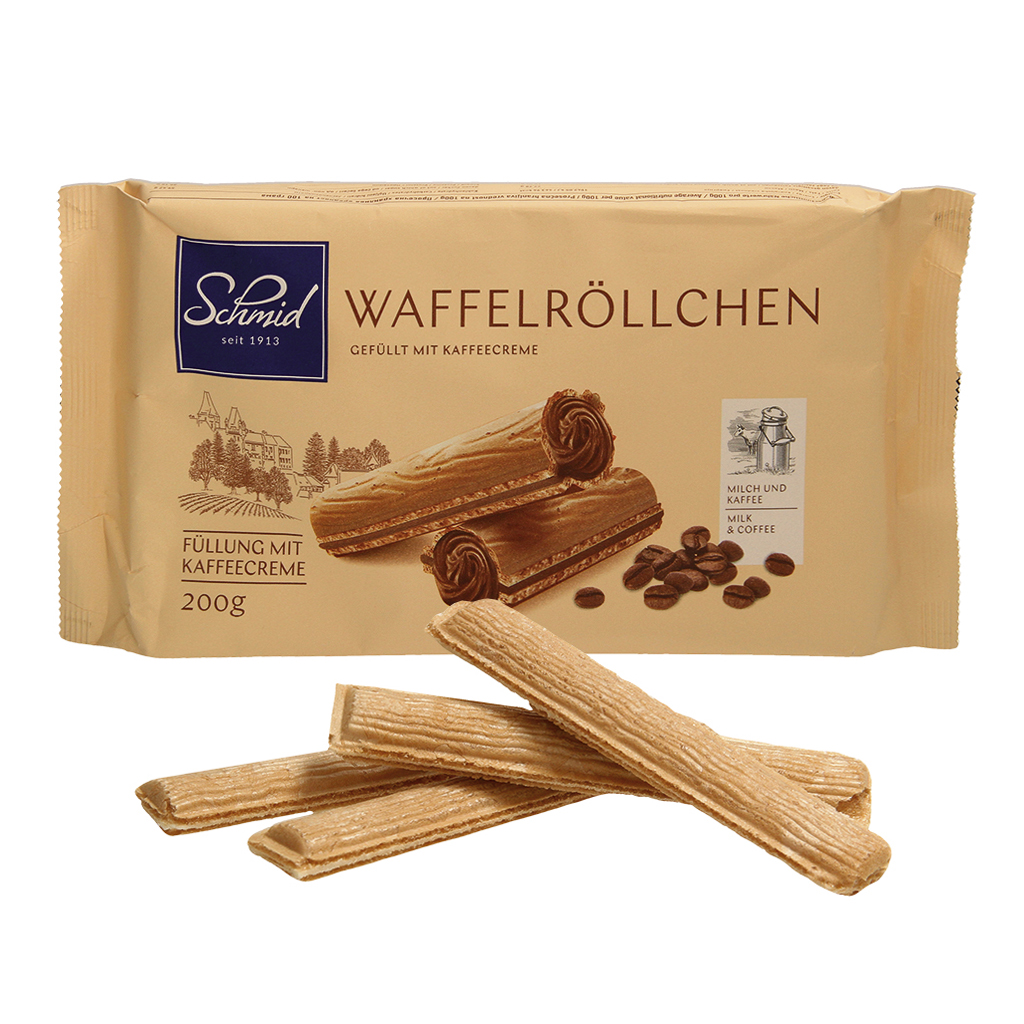 Wafelrolletjes met koffiecrème