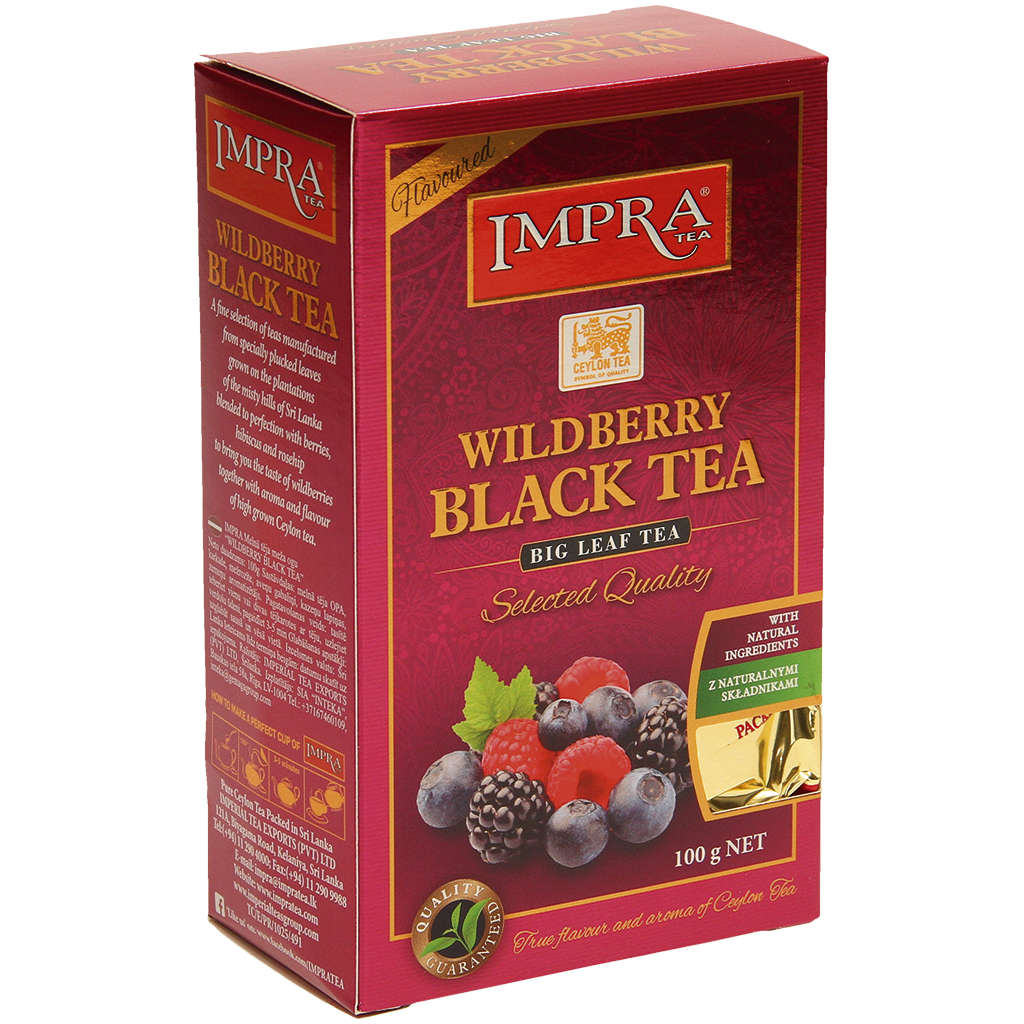 Wilde Bessen Zwarte Thee - Geparfumeerde Zwarte Thee "Ceylon Orange Pekoe" met bosbessen en hibiscus, met aardbeismaak