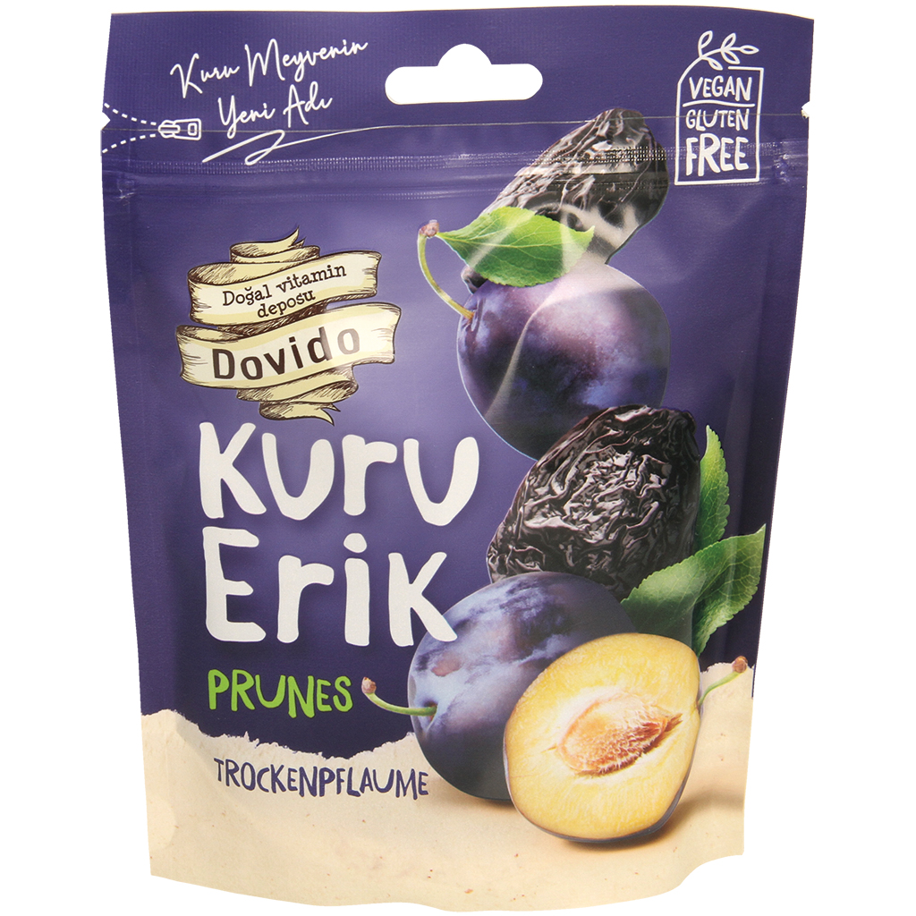 Gedroogde pruimen, ontpit en geolied
