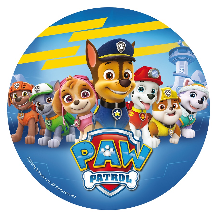 Eetbare taarttopper "PAW PATROL" 20 cm