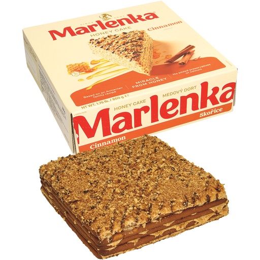 [0001011547] Торт "Марленка" с 52 % начинкой из коричного крема и 5 % меда, замороженный