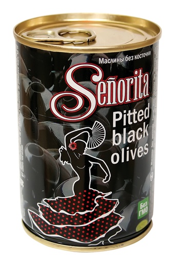 [48971] "Senorita" Zwarte olijven zonder pit 280 ml