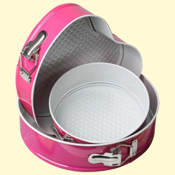 [0001013899] Bakvorm / springvorm in roze 3 stuks: 18/23/26 cm