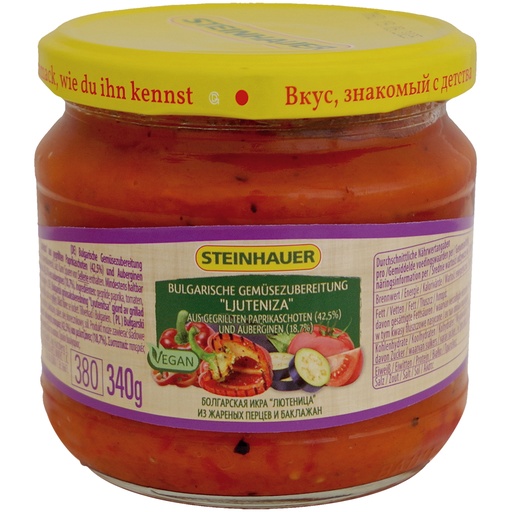 [42015] Bulgarische groentemengsel Ljuteniza van gegrilde paprika (42,5%) en aubergines (18,7%)