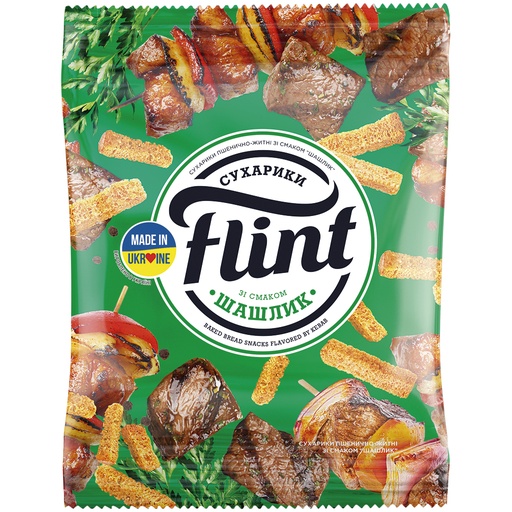 [76360] "Flint"- Сухарики из пшеничного хлеба со вкусом шашлыка