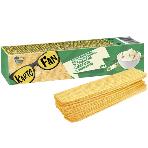 [82202] "KARTOFAN" chips van aardappelen, in stroken, met zure room
