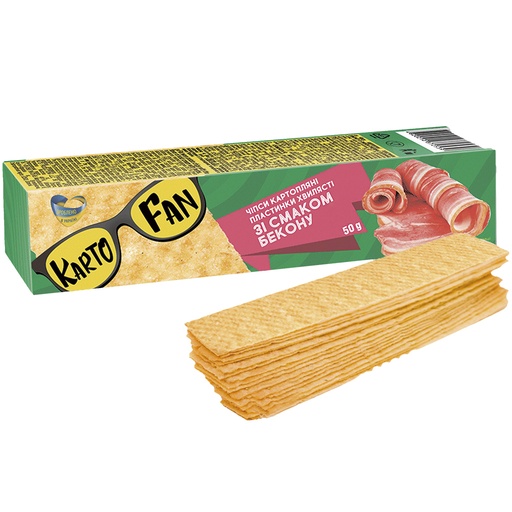 [82204] "KARTOFAN" chips van aardappelen, in stroken, met baconsmaak