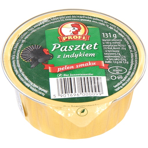 [34933] Kalkoenbeleg met kalkoenscheidingvlees naar de stijl van een gekookte worst van Poolse aard. Met soja-eiwit, met delen van varkensvlees.