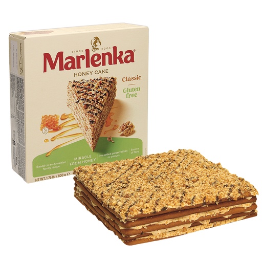 [05414] Glutenvrije taart "Marlenka" met honing en walnoten, diepgev