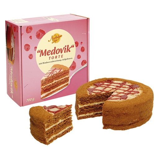 [05397] "Medovik" taart met honing 4,5% en frambozenbereiding 18,5%, diepgevroren