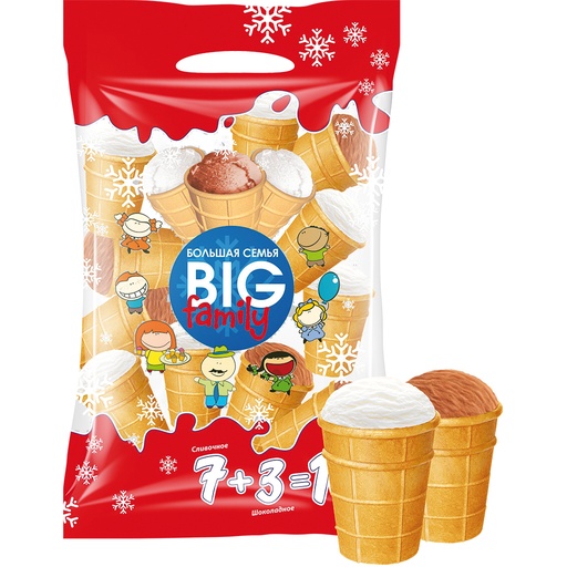 [04448] IJs "Big Family" (Vanillesmaak 7 x 120 ml en chocolade 3 x 1