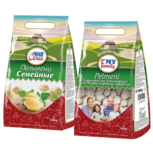 [02616] Deegwaren Pelmeni "Semejnye" met varkensvlees en rundvleesvu