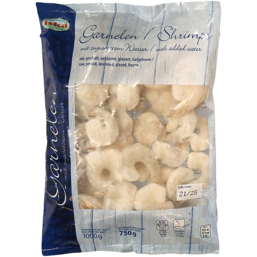 [01144] Garnalen rauw, gepeld, ontdarmd, met toegevoegd drinkwater,