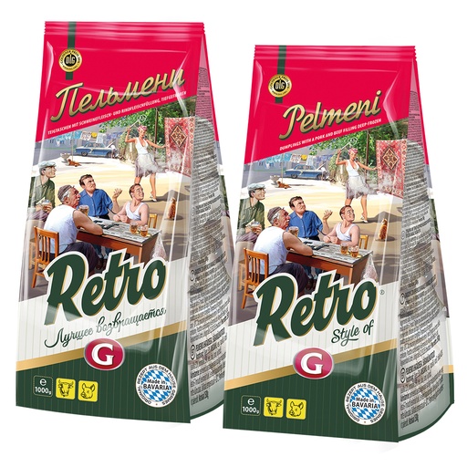 [02614] Пельмени "RETRO - Pelmeni 1000g" из свинины и говядины, прод