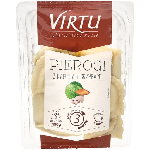 [02931] Deegwaren "Pierogi", kant-en-klaar, gevuld met zuurkool, boterchampignons en champignons