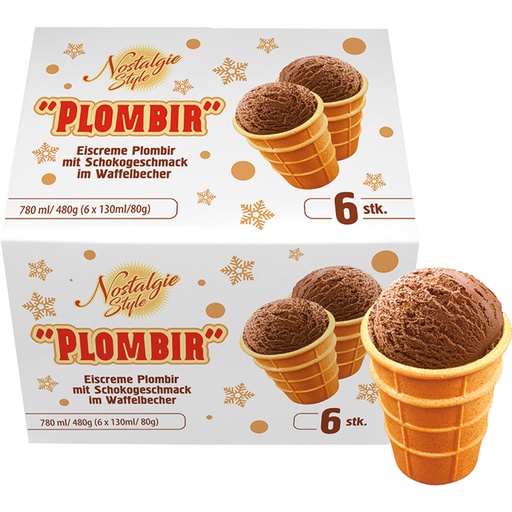 [04040] Roomijs Plombir met chocoladesmaak in een wafelbeker