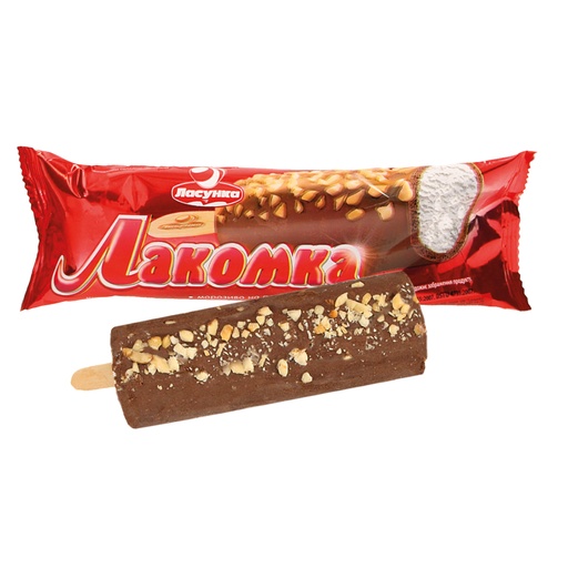 [04079] IJs in cacao-houdende vetglazuur met pinda's aan een stokje