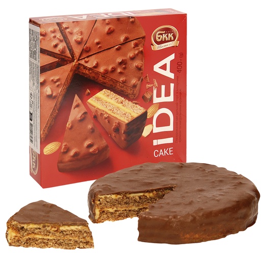 [05870] "IDEA" Cremetaart met amandelen en zonnebloempitten, in cacaohoudende vetglazuur, diepgevroren