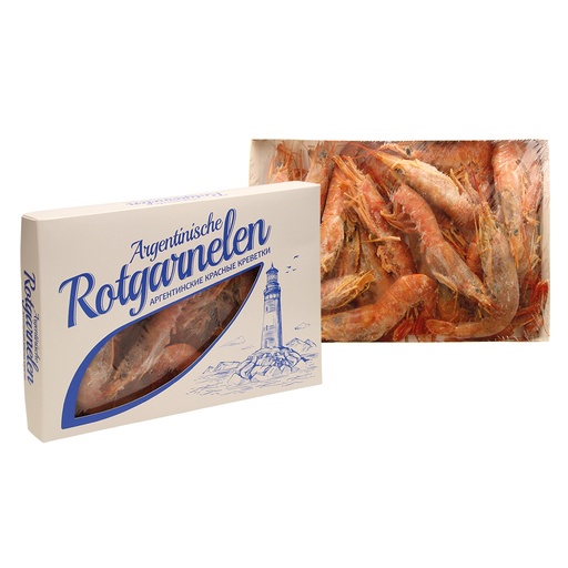 [01914] Argentijnse rode garnalen, rauw, met kop, met schaal, niet ontdarmd, diepgevroren. 21-30