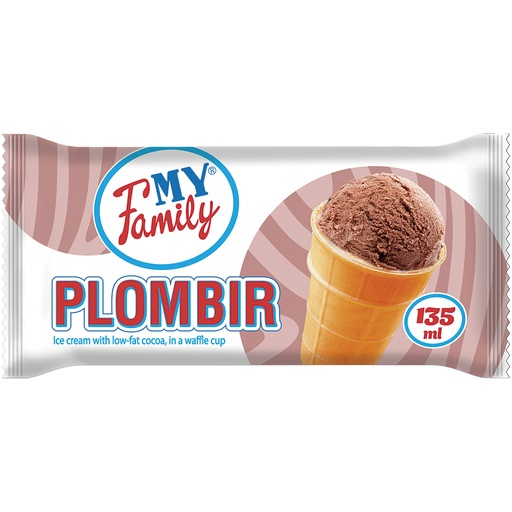 [04203] "MY FAMILY" ijs met magere cacao, in een wafelbekertje.