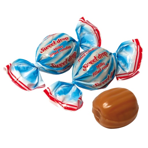 [85207] Hardkaramel "SWEET DROP" met een vulling met melksmaak.