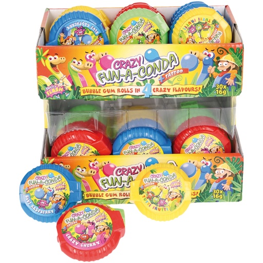 [88907] Kauwgomrol "Crazy Fun-a-Conda" met tattoo