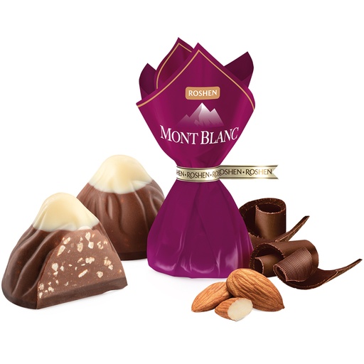 [91781] Confiserie "Monblan" met amandelen 13,1%, versierd met witte