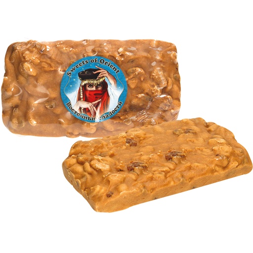 [86951] Zachte karamel tafel met pinda's (17,9%) en rozijnen (5,9%) "Scherbet"