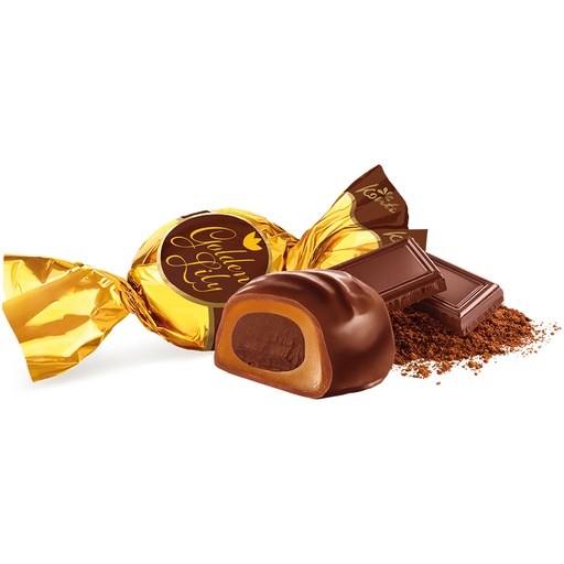[87228] Toffecandy "Golden Lily" met een vulling van chocoladesmaak