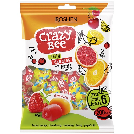 [83207] "Crazy Bee Fruity" Geleekonfekt-mengsel met vulling (12%)