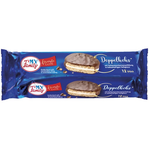 [79272] "MY FAMILY" Dubbel koekje, suikerwarenvulling in chocolade