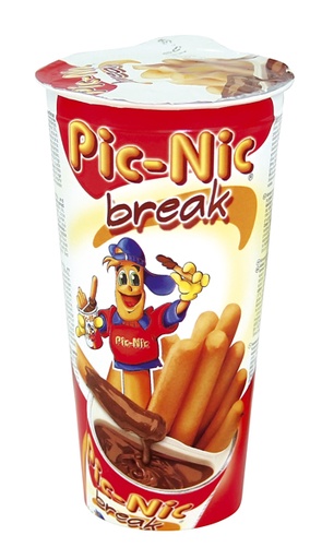 [82961] Cacao-crème (70%) en Crissini-broodstengels (30%) PIC NIC "Break"