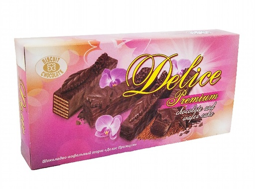 [81000] Wafelgebak "Delis Premium" in chocoladelaag (28%), versierd