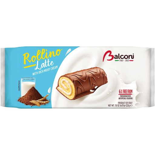 [76921] Kleine gebakrolletjes "Rollino Melk" met cacao-vetglazuur (26%) en melkvulling (25%)
