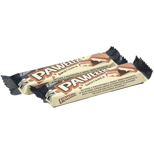 [92691] Melkchocoladereep "Pawelek Smietanka" met een romige vulling (50%) met roomsmaken.