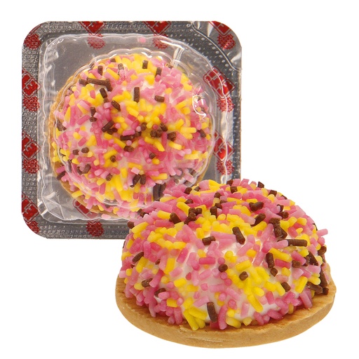 [84903CR] "Eti Puf kleur" Koekje met schuimsuiker (44,5%) en kleurrijke sprinkles (23,5%).