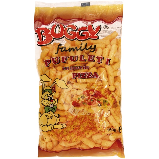 [82955CR] Buggy Familie Pizza Maïsnibbelproduct met pizzasmaak.