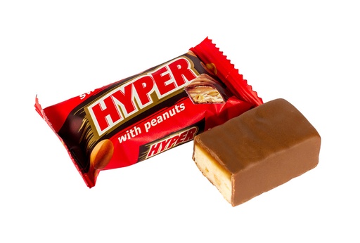 [91369] Hyper - Snoepreep met pinda's en karamel-melk smaak in choco
