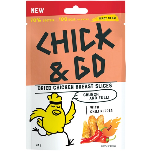 [24233] "CHICK & GO" Gedroogde kipfiletschijfjes met chili (0,23%)