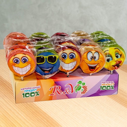 [0001015638] R&V CARAMEL LOLLIPOP COLORED SMILES (30X30G)