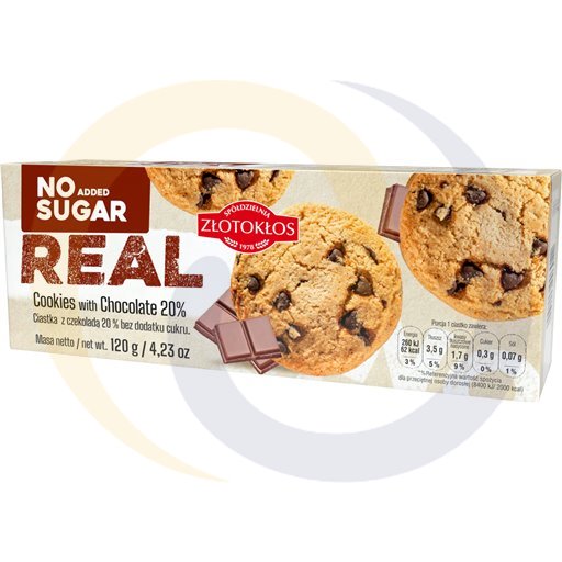 [74069000ZLK] Real koekjes met chocolade 20% zonder suiker 120g
