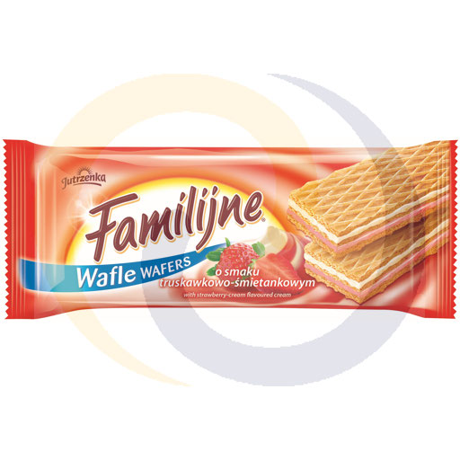 [75116000JUX] Wafels met roomvulling met aardbei-slagroom-smaak