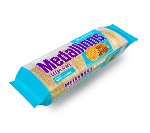 [80027] Сладкие вафельные листы "медальоны" с масляно-ванильным вкус