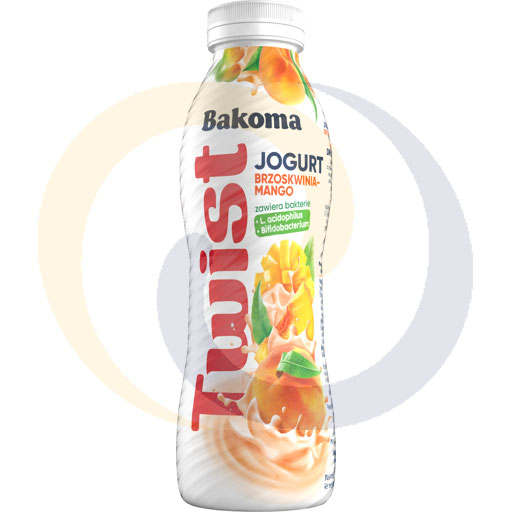 [87192000BAO] Питьевой йогурт с персиком и манго TWIST 370г/6шт Bakoma