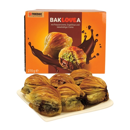 [05053] Bladerdeeggebak met pistachecrème, deegdraden en cacaocrème