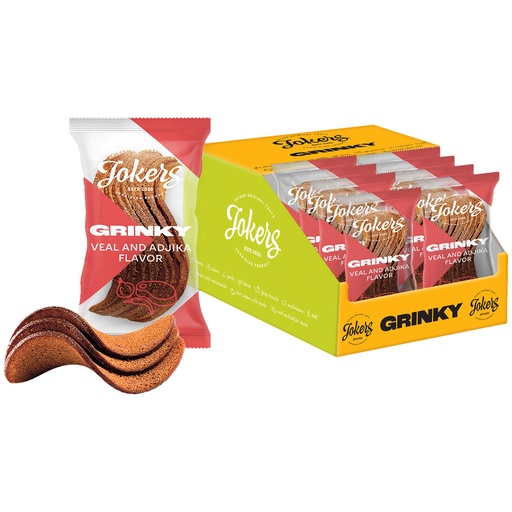 [82281] "GRINKY" Snack van roggebroodmix met kalfsvlees- en adschika