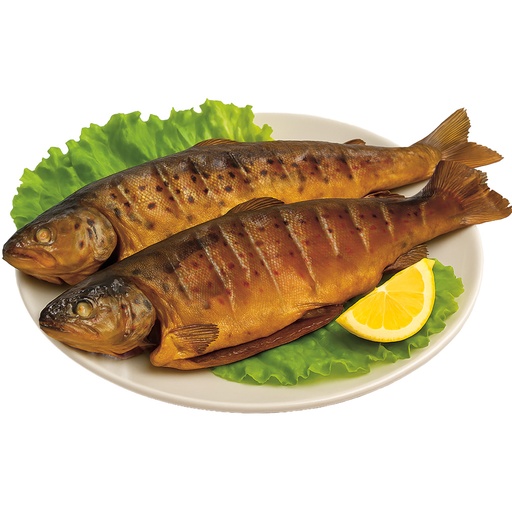 [10916] Gerookte forel, schoongemaakt.